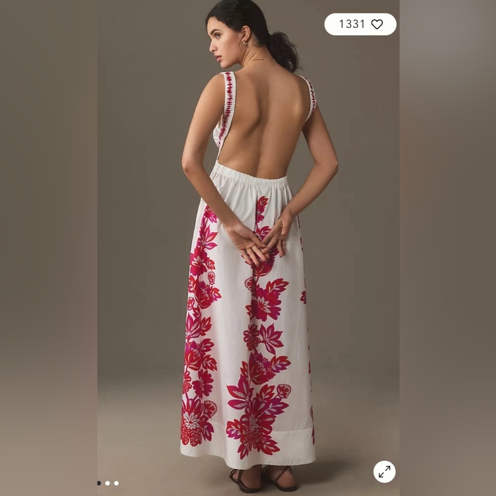 FARM Rio White Maxi Dress with Pink Floral Print NWT - Picture 3 of 12